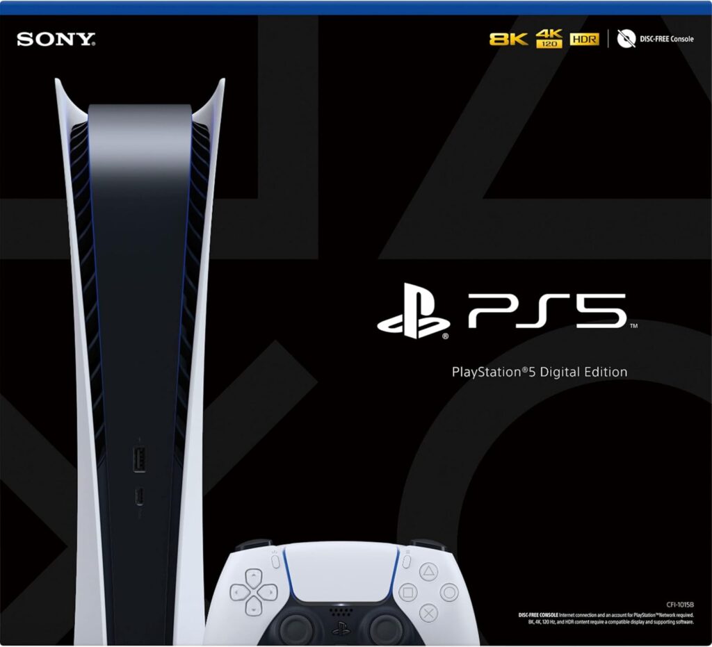 The Sony PlayStation 5 Digital Edition remains one of the most popular gaming consoles for players who prefer downloading games instead of buying physical discs. Powered by a custom AMD processor, ultra-fast SSD storage, ray tracing, and support for 4K gaming at up to 120Hz, this console delivers a premium gaming experience for both casual and competitive gamers.
If you're looking for a sleek, high-performance console with fast load times and access to thousands of digital games, the PS5 Digital Edition is still an excellent choice.
Sony PlayStation 5 Digital Edition Overview
The PS5 Digital Edition is the disc-free version of Sony's flagship PlayStation 5 console. Instead of using Blu-ray discs, all games are purchased and downloaded through the PlayStation Store.
Its clean white design, powerful hardware, and exclusive PlayStation titles make it one of the most desirable gaming systems available today.
Key Specifications
FeatureDetailsBrandSonyModelPlayStation 5 Digital EditionColorWhiteCPUAMD Ryzen Zen 2 (8 Cores / 16 Threads)GPUAMD RDNA 2 GraphicsGraphics PowerUp to 10.3 TFLOPSRAM16GB GDDR6Storage825GB Custom SSDExpandable StorageNVMe SSD SlotExternal StorageUSB HDD SupportRefresh RateUp to 120HzResolutionUp to 8K OutputRay TracingYesAudioTempest 3D AudioTechHDMIHDMI 2.1Wi-FiWi-Fi 6BluetoothBluetooth 5.1Weight3.9kg
Design
Sony designed the PS5 Digital Edition with a modern white finish and a slim profile compared to the standard PS5.
Because it doesn't include a disc drive, it has a cleaner and more symmetrical appearance.
The included wireless controller also features Sony's premium white design with improved ergonomics.
Powerful Performance
At the heart of the PS5 Digital Edition is an AMD Ryzen Zen 2 processor with:
8 Cores
16 Threads
Variable frequency up to 3.5GHz
Combined with the RDNA 2 graphics architecture, the console delivers:
Real-time Ray Tracing
Smooth gameplay
Faster rendering
High frame rates
Whether you're playing action games, sports games, racing simulators, or RPGs, performance remains consistently excellent.
16GB GDDR6 Memory
The console includes 16GB of GDDR6 RAM, providing:
Faster texture loading
Better multitasking
Improved graphics performance
Stable gameplay
Memory bandwidth reaches 448GB/s, allowing games to load assets extremely quickly.
Ultra-Fast 825GB SSD
One of the biggest improvements over previous PlayStation consoles is Sony's custom SSD.
Features include:
825GB Internal Storage
Extremely fast loading times
Quick Resume between games
Reduced loading screens
Raw SSD speed reaches 5.5GB/s, while compressed data can reach approximately 8–9GB/s.
Expandable Storage
If you need additional storage, the PS5 supports:
NVMe SSD expansion
USB external hard drives for compatible PS4 games
This gives gamers flexibility as their game library grows.
Stunning Graphics
The PlayStation 5 Digital Edition supports:
4K Gaming
Up to 120 FPS
Variable Refresh Rate (VRR)
HDMI 2.1
HDR Support
8K Output (for supported content)
The RDNA 2 GPU produces realistic lighting, reflections, and shadows using hardware-accelerated ray tracing.
Tempest 3D Audio
Sony's Tempest 3D AudioTech creates immersive surround sound.
Players can better hear:
Enemy footsteps
Environmental sounds
Directional effects
Atmospheric audio
This greatly improves immersion in compatible games.
Wireless Controller Included
The package includes one PlayStation wireless controller featuring:
Comfortable ergonomic design
Responsive analog sticks
Built-in motion sensors
Adaptive triggers
Haptic feedback
These features create a more immersive gaming experience by making gameplay feel more realistic.
Connectivity
The PS5 Digital Edition includes:
USB Type-C
USB Type-A
SuperSpeed USB 10Gbps
Ethernet Port
Wi-Fi 6
Bluetooth 5.1
HDMI 2.1
These connectivity options ensure compatibility with modern accessories and high-speed internet connections.
Pros
Powerful AMD Ryzen processor
Fast 825GB SSD
Excellent 4K gaming performance
Supports up to 120Hz
Ray Tracing technology
Wi-Fi 6 support
Beautiful modern design
Quiet operation
Excellent exclusive games
Includes wireless controller
Cons
No disc drive
Storage can fill up quickly with large games
Requires internet access for digital game downloads
Some features depend on compatible TVs and supported games
Who Should Buy the PS5 Digital Edition?
The PlayStation 5 Digital Edition is ideal for:
Digital game collectors
Competitive gamers
Casual gamers
Streamers
PlayStation fans
Players upgrading from PS4
Anyone looking for fast loading times and next-generation graphics
Frequently Asked Questions
Does the PS5 Digital Edition play physical game discs?
No. The Digital Edition does not include a Blu-ray disc drive. Games must be purchased digitally from the PlayStation Store.
Can I expand the storage?
Yes. The console supports compatible NVMe SSD upgrades and USB external storage for supported games.
Does it support 120Hz gaming?
Yes. The PS5 supports up to 120Hz on compatible games and displays using HDMI 2.1.
Is 8K supported?
The console supports 8K output, though support depends on compatible displays and content.
Does the package include a controller?
Yes. One wireless PlayStation controller is included.
Final Verdict
The Sony PlayStation 5 Digital Edition continues to be one of the best digital gaming consoles available. With its fast SSD, powerful AMD hardware, 16GB of GDDR6 memory, support for ray tracing, 4K 120Hz gameplay, and immersive 3D audio, it delivers an outstanding next-generation gaming experience.
If you prefer buying and downloading games digitally rather than using physical discs, the PS5 Digital Edition offers excellent performance, modern features, and long-term value for gamers.